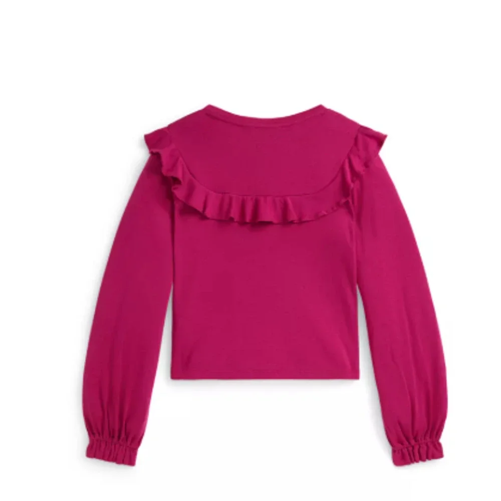 Ralph Lauren Childrenswear Girls Ruffled Cotton-Modal Top Size 4